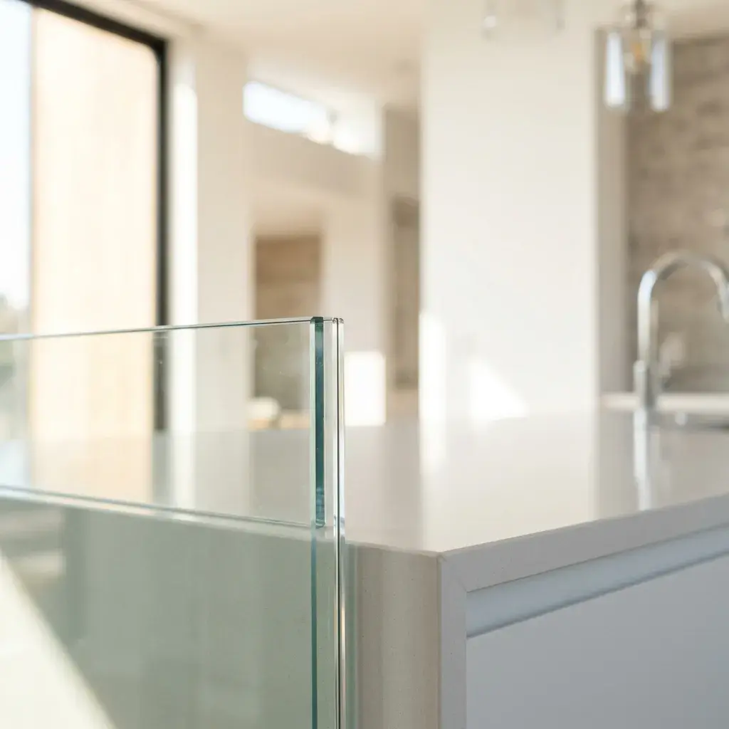 Disinfectant spray on a polished surface